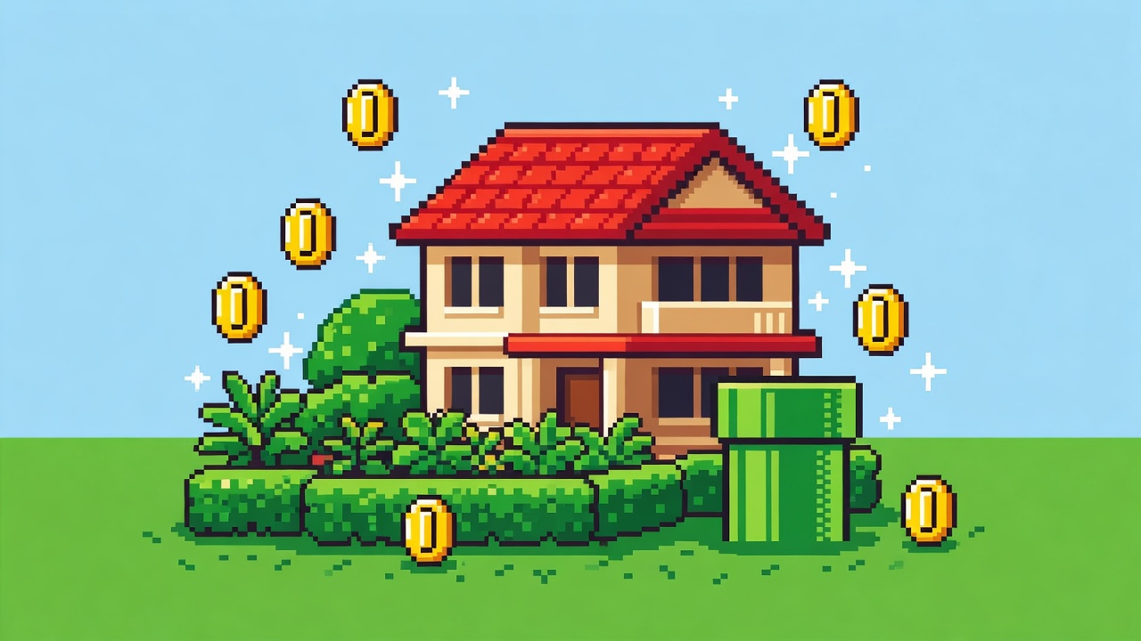 Pixel landed villa with garden