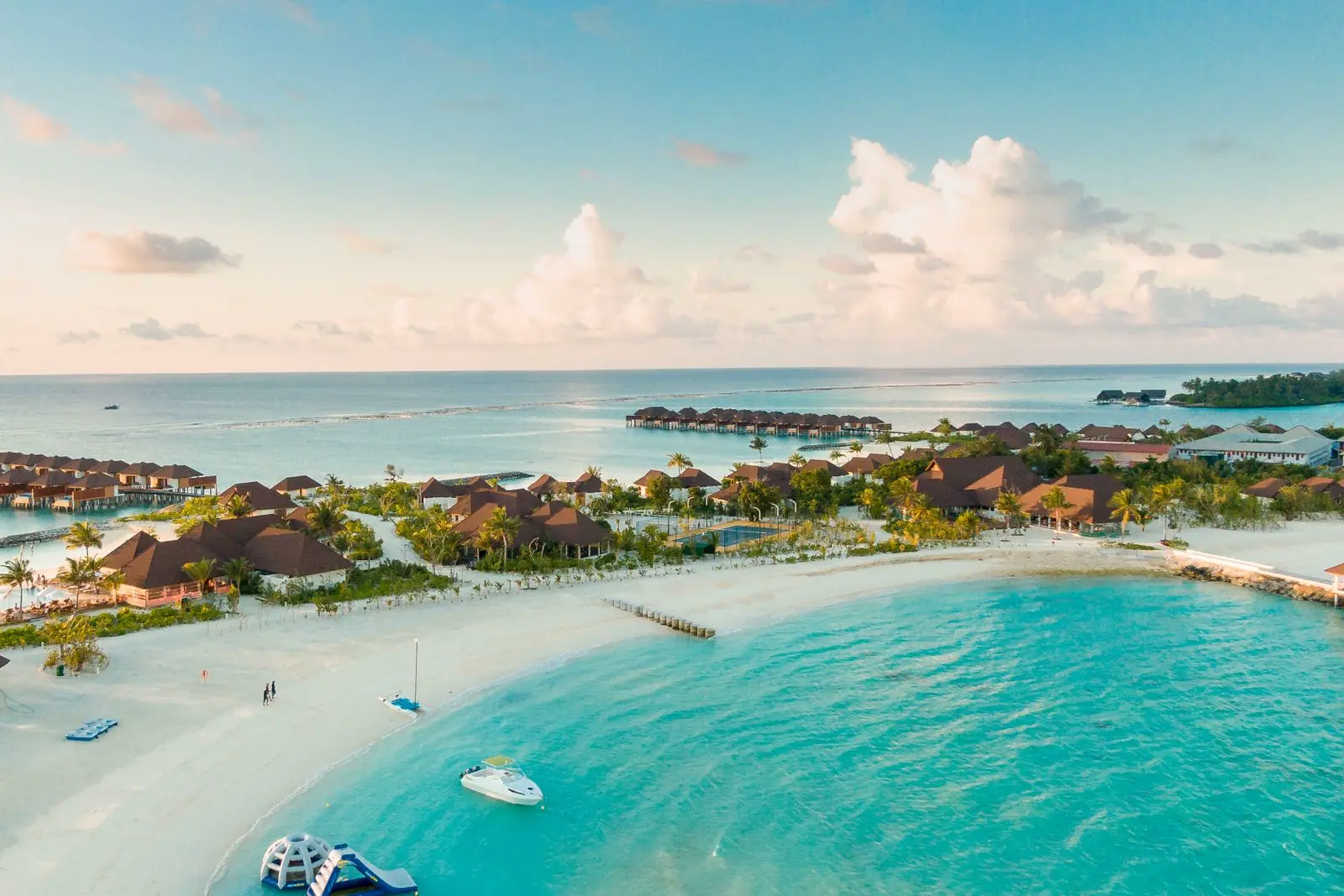 Turquoise water and tropical island shoreline